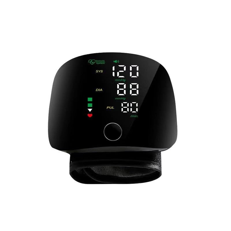 Monitor automático de muñeca BP Monitor™ - Monitores de presión arterial para uso doméstico, brazalete digital recargable con pantalla retroiluminada grande, memoria de 2 x 99, puño ajustable