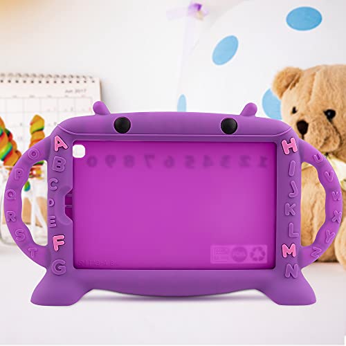 CHIN FAI Case for Samsung Galaxy Tab A 8.4 SM-T307 (2020) - Shockproof Silicone Kids Friendly Soft Protective Cover with Handles for Galaxy Tab A 8.4\" 2020 Release - Stands on Its Own (Purple) - Thumbnail 3