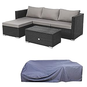 SVITA Queens polyrotan lounge-hoek-sofa tuinmeubelen zitgroep kap set zwart
