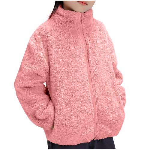 Unisex Boys Girls Sherpa Jackets Fall Winter Warm Zip up Sweatshirt Cute Youth Fleece Coat with Pockets 1-13 Years