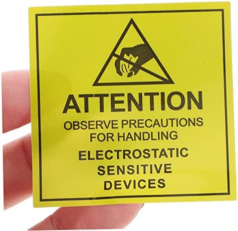 NUOBESTY 450 adet statik uyarı çıkartması, hassas cihazlar için, kağıt malzeme, elektrostatik yüke karşı uyarı levhaları, güçlü yapışır, uzun ömürlü, elektronik ürünler ve devre kartları için - Görsel 3