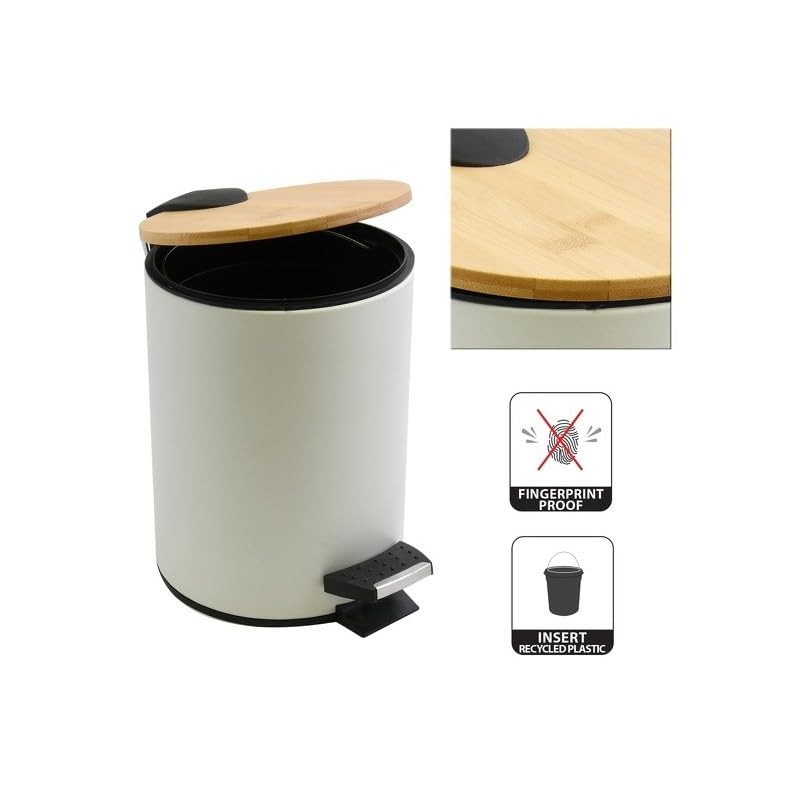 Spirella Set Poubelle à pédale 5L & Brosse WC Adonis Blanc