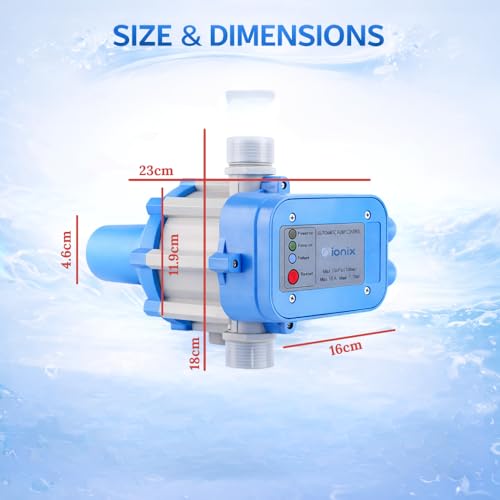 Image of IONIX Automatic Water Pump Controller for Home | Auto Start and Stop | Dry Run Protection | Motor Safety and Energy Saving | Compatible with Monoblock and Borewell Pumps | Easy Installation