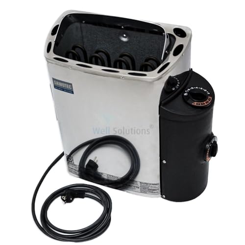 Well Solutions Saunaofen Scandia Mini 3,6 kW, integrierte Steuerung seitlich, mit Kabel und Stecker, steckerfertig, ohne Steine