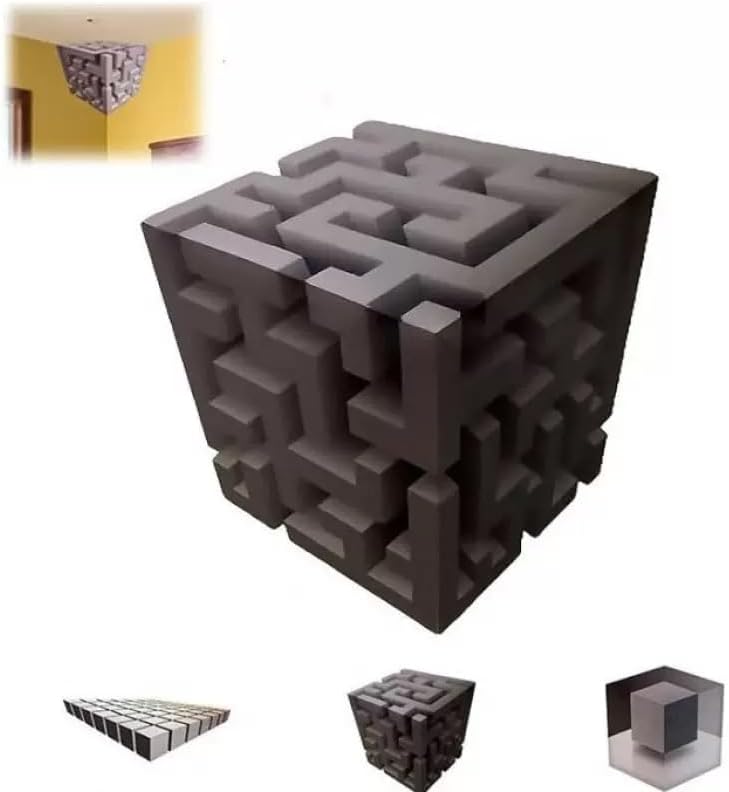 Wall Art, 3D Wall Art Optical Illusion Corner Wall Decal, 3D Effect Cube Optical Illusion Art Corner Decal Sticker, Novelty Corners Wall Stick Modern Home Decor (#A)