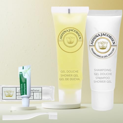 50 Gels douche + 50 Shampoings +50 kits dentaire - (TOTAL 150 ARTICLES) le set ASHINA JACOBSEN pour hotel