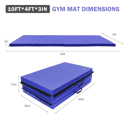 Folding Exercise Aerobics Mat, 4'x10'x3