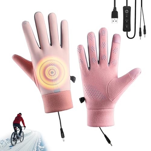 Guantes calefactores eléctricos, antideslizantes, resistentes al viento, 3 modos de temperatura, guantes de calefacción USB y calentadores de manos, para esquí, senderismo, ciclismo, snowboard