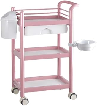 Rolling Utility Cart, Medical Serving Cart with Drawers, Sturdy Storage Trolley with Handles 3-Tier Cart with Wheels for Salon SPA Commercial Hospital Office Lab Carts Bathroom Bedroom A