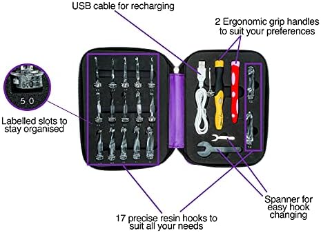 Crochet Hooks Light up Crochet Hook Set Ergonomic Grip Handles. 17 USB Rechargeable Lighted Interchangeable Hook Sizes (2.5-14mm) Knitting Hooks Kit