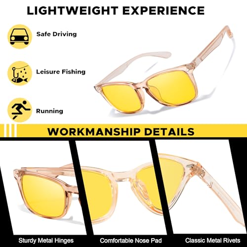 LVIOE 2 Pack Night Vision Glasses for Driving Women Men Yellow Glasses for Night Driving Anti Glare Polarized N80824