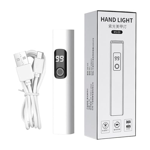 Genérico Lámpara UV Mini para Uñas - Lámpara De Manicura Recargable USB - Luz LED para Uñas con Pantalla Digital y 2 Modos de Temporizador para Viajes Camping Salón Hogar