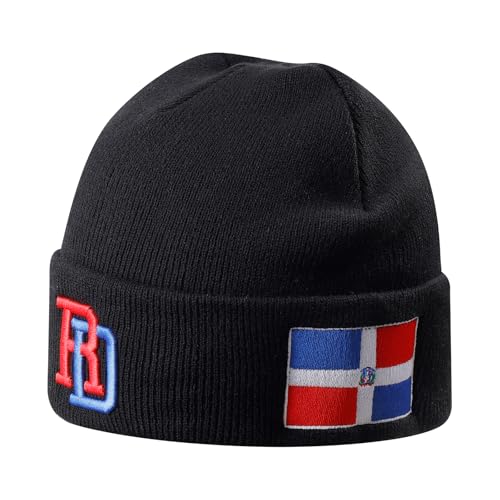 Gorro tejido con bandera Dominicana bordada para hombres y mujeres miniatura 2