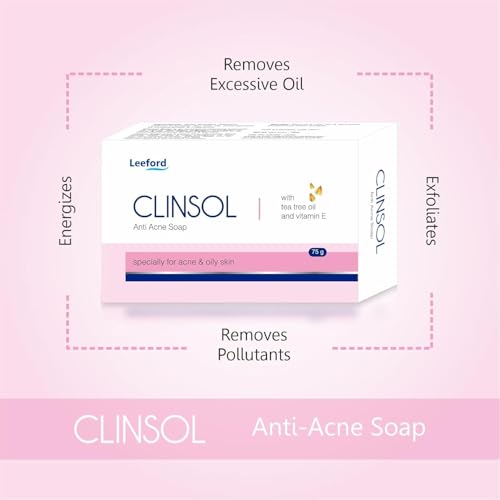 Image of Clinsol Soap Pack of 3 (75g Each)- Enriched Tea Tree Oil with Vitamin E for Soft Skin Helps to remove Acne and Makes Skin Nourished And Clear