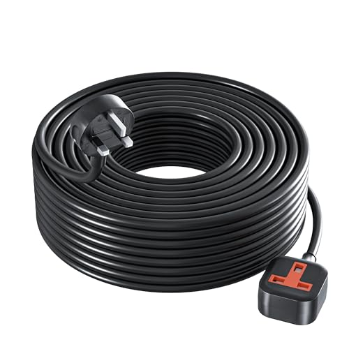 2025 New Extension cord 10 meters- Heavy duty external plug, 13 amp power cord, fire resistant and durable design, waterproof extension lead black plug, suitable for office and home use