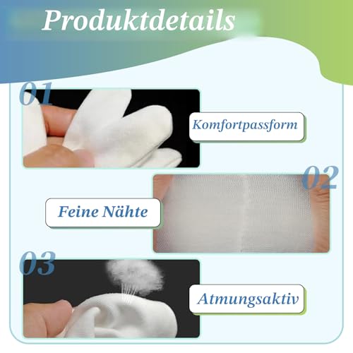Xynovate Baumwollhandschuhe, Weiße Handschuhe aus Baumwolle, Weiche Schutzhandschuhe für Trockene Hände, Neurodermitis, Feuchtigkeitspflege, Waschbares Dehnbares Atmungsaktives Stoff Handschuhe