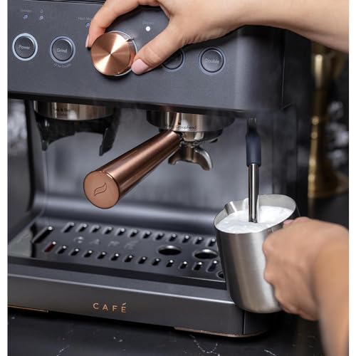 Café Bellissimo Semi Automatic Espresso Machine with Grinder & Milk Frother | Copper Accents | WiFi App Control | Large 95oz Tank | Matte Black by Café - Image 7