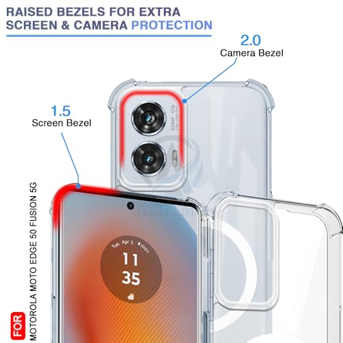 Image of AESTMO Clear Back Cover for Moto Edge 50 Fusion /Moto G85 5G | 360 Protection | Transparent Back Cover (PC + TPU, Compatible with MagSafe Accessories, Transparent Bumper)