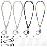 Tucnoeu 4pcs Luxury Diamond Phone Wrist Strap For Phone Case, Glitter Lanyard Wrist, Phones Wristlet Strap with Tether Tab Cell, Phones Lanyards for Women Charms Strap Chain