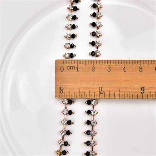 Chaîne en strass en cristal de 0,9 m avec base dorée pour couture - 7