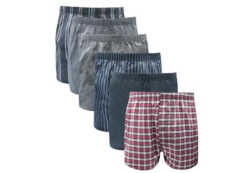 John Rider Mens 6 Pack Polycotton Woven Boxer Shorts | Classic Loose Fit Cotton Breathable Underwear Briefs Mens Boxer Short M L XL XXL (UK Alpha 3XL Plus Regular) Multicoloured