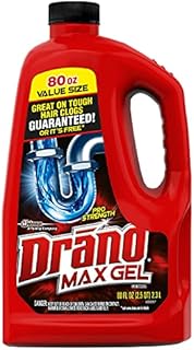 Drano Max Gel Drain Clog Remover and Cleaner for Shower or Sink Drains, Unclogs and Removes Hair, Soap Scum, Blockages, 80 oz