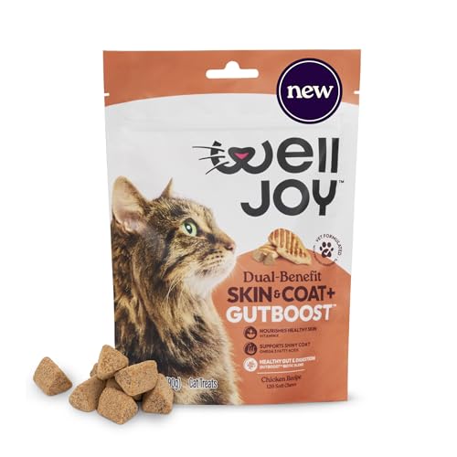 New! WellJoy Cat Treat Skin & Coat+ GutBoost | Nourishes