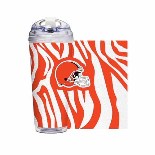 Image of Rico Industries NFL Football Glitter 24oz Acrylic Glitter Tumbler with Hinged Lid, Officially Licensed Double Wall Tumbler with Straw