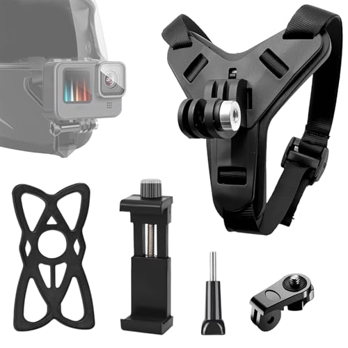 Dulynva Soporte para Cámara Action para Casco de Motocicleta, Antideslizante Chin Mount para GoPro Hero 13/12/11/10/9,dji OSMO Action 5 Pro Action 4/3,Insta360 X5 X4,Accesorios para Cámara de Acción