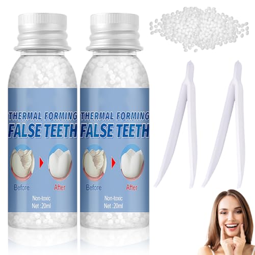 OIXYA Kit de reparación dental, dentadura postiza temporal, kit de empaste dental provisional, resina para reparación dental, para dientes rotos con pérdida de material, 30 g + 10 g.