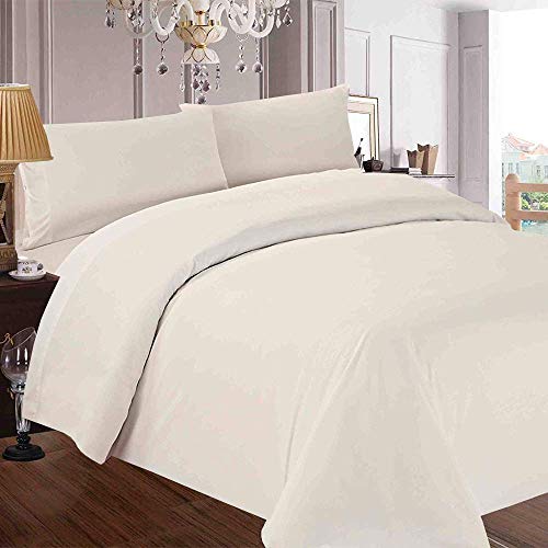Image of Duvet Cover with 2 Pillow Cover for Double Size Bed (92x102 Inch) Quilt Cover with Zipper 1000 TC Microfiber Luxurious Comforter, Rajai, Blanket Cover (Ivory)
