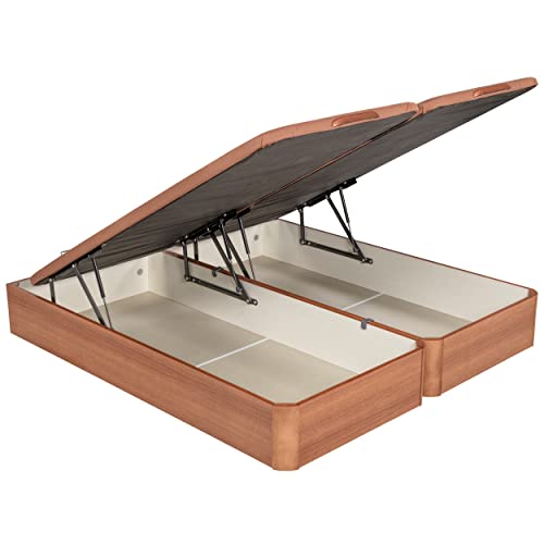 What The Sleep | Canapé Abatible de Madera Gran Capacidad | 180x190 | 2 Canapés Abatibles 90x190 Unidos | Montaje y Retirada Usado Incluido | Cerezo | 32 cm | Apto Todos Colchones | Storage Bed