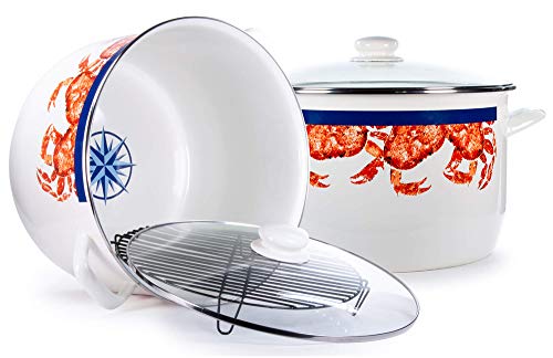 Golden Rabbit Enamelware - Crab House Pattern - 18qt Stock Pot
