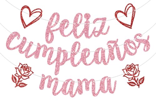 �s���N�̃L���L�� Feliz Cumpleanos Mama �o�i�[�A�X�y�C���� Happy Birthday Mom ���� Feliz Dia Mama Happy ��̓� �a���� �p�[�e�B�[ �f�R���[�V����