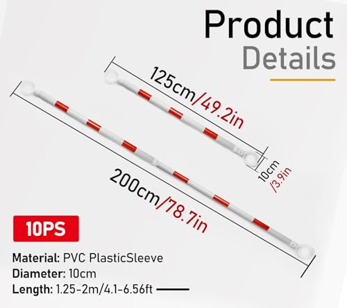 ERRULAN 10Pcs Retractable Cone Bar Extendable Traffic Safety Cone Bar with Reflective Film, Flexible Plastic Cones Connectors for Parking Lots and Road Construction