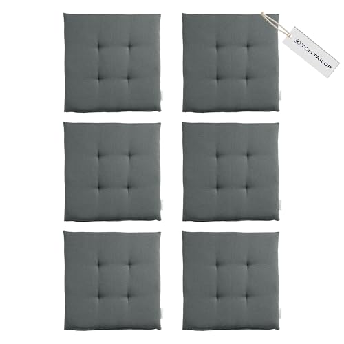 TOM TAILOR NEU! Sitzkissen Stuhl 6er Set - gemütliche Stuhlkissen 40x40 cm in Grau - Sitzauflage waschbar für Esszimmer, Bürostuhl, Bank, Boden & Gartenmöbel - Oeko Tex Zertifiziert TOM TAILOR NEU! Sitzkissen Stuhl 6er Set - gemütliche Stuhlkissen 40x40 cm in Grau - Sitzauflage waschbar für Esszimmer, Bürostuhl, Bank, Boden & Gartenmöbel - Oeko Tex Zertifiziert