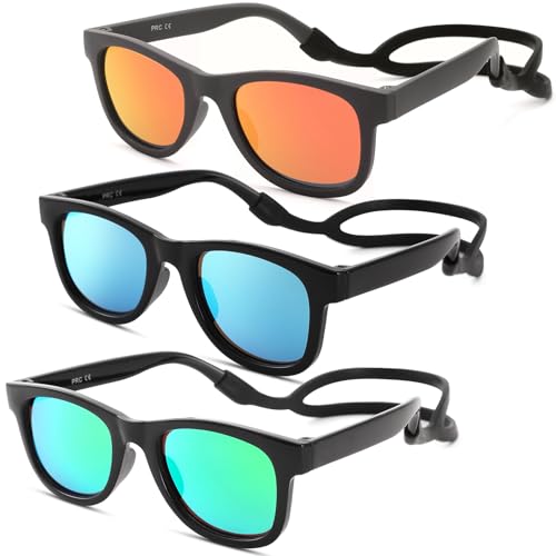 Image of COASION Bendable Flexible Polarized Newborn Baby Sunglasses with Silicon Strap for Infant Boys Girls Age 0-12 Months CA9042