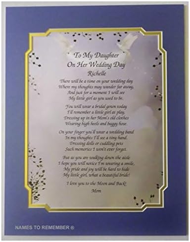 NAMES TO REMEMBER What's in a Name? "To My Daughter On Her Wedding Day Poem Personalized Gift w/Dual Matte Border
