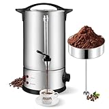 Bostar Kaffeemaschine mit Rundfilter 8L, 50 Tassen Edelstahl Filterkaffeemaschinen Kaffee Maschine Brüh- & Warmhaltefunktion mit Intelligente Temperaturregelung/Füllstandsanzeige für Büro Partys Tee