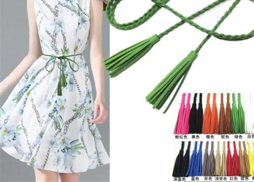Rfmfkkg Women's Waist Rope Chiffon Lace Dress Decoration Single Thin Tassel Waist Chain Belt2