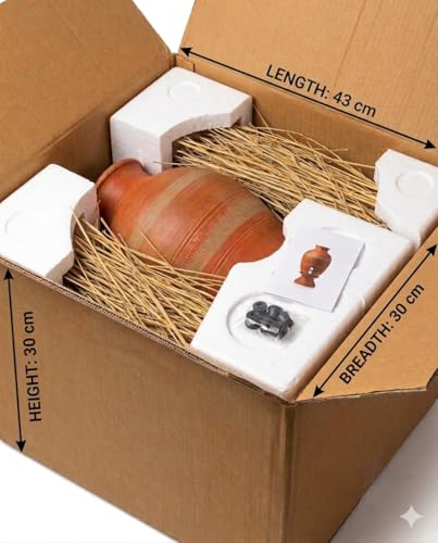 Image of Handmade Terracotta Clay Water Dispenser Pot with Tap, Natural Cooling Matka, 10 LTR, 38 cm