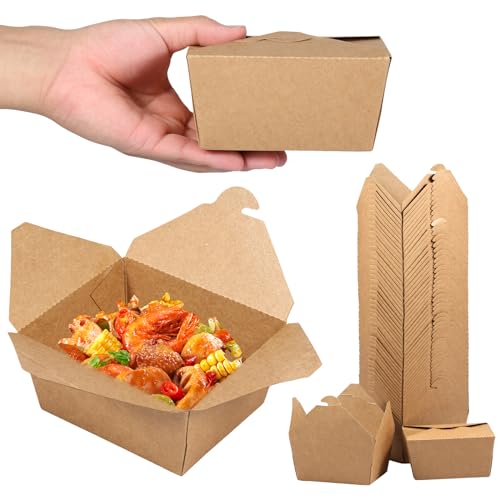 ZLHETWT 50Pcs Take Out Food Containers Recyclable Food Containers Refrigerator Safe Food Boxes for Restaurant Party 30oz Take Out Paper Container and Leak Resistant Take Out Food Boxes