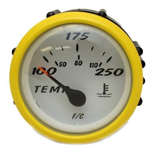 Faria Boat Temperature Gauge GP7648A | Marine 2 Inch Yellow White