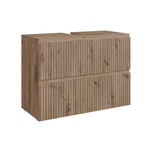 Vicco Meuble sous Vasque Simple Takumi, Artisan, 80x58cm avec 2 tiroirs, pour Le Rangement et l’Organisation des Accessoires de Salle de Bain