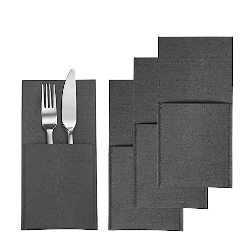 Bolsas para Cubiertos Cozy Westmark – Set de 4 portacubiertos, Elegante Bolsa para Cubiertos Decorativa, Ideal para la Mesa de Comedor en casa o en restaurantes – poliéster, Antracita