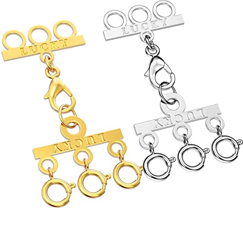 Dailyacc Lucky Necklace Layering Clasp 18K Gold and Silver Multi Strand Clasps for Stackable Necklaces