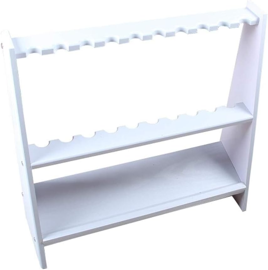 Floor-Standing Wooden Billiard Cue Rack – Durable Pool Stick Holder for 10 Cues, Easy to Install, Stable Design for Home or Club Use (White)