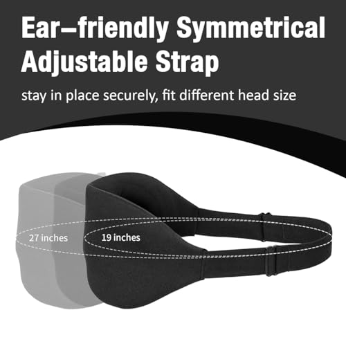 Image of Lyrovo 3D Contoured Eye Mask for Sleeping Men & Women | Soft Adjustable Sleep Mask for Eyes | Comfortable Eye Cover for Sleep, Travel & Meditation | Black Eye Sleeping Mask for Deep Rest