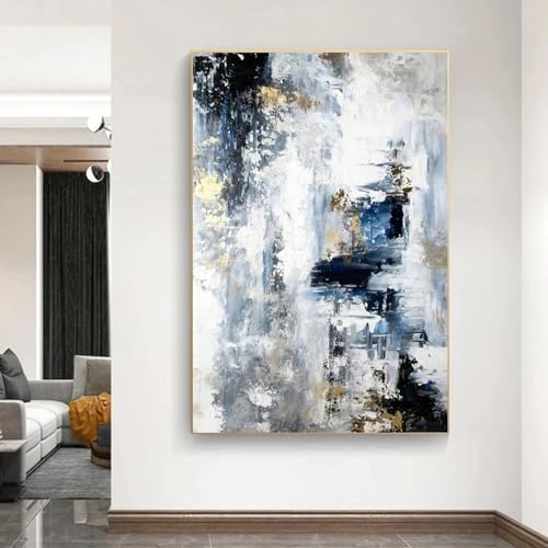 Toile abstraite bleue sans cadre pour habiller un grand mur vide