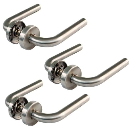 Pack de 3 Juego de Manilla con Roseta Redonda de acero inoxidable para puertas